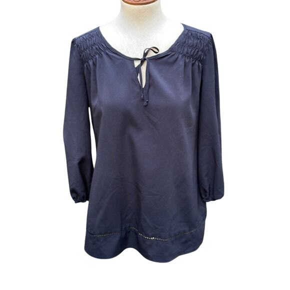 Princess Vera Wang Black Peasant Top 3/4 Sleeve Blouse Women's Size S - Picture 1 of 11